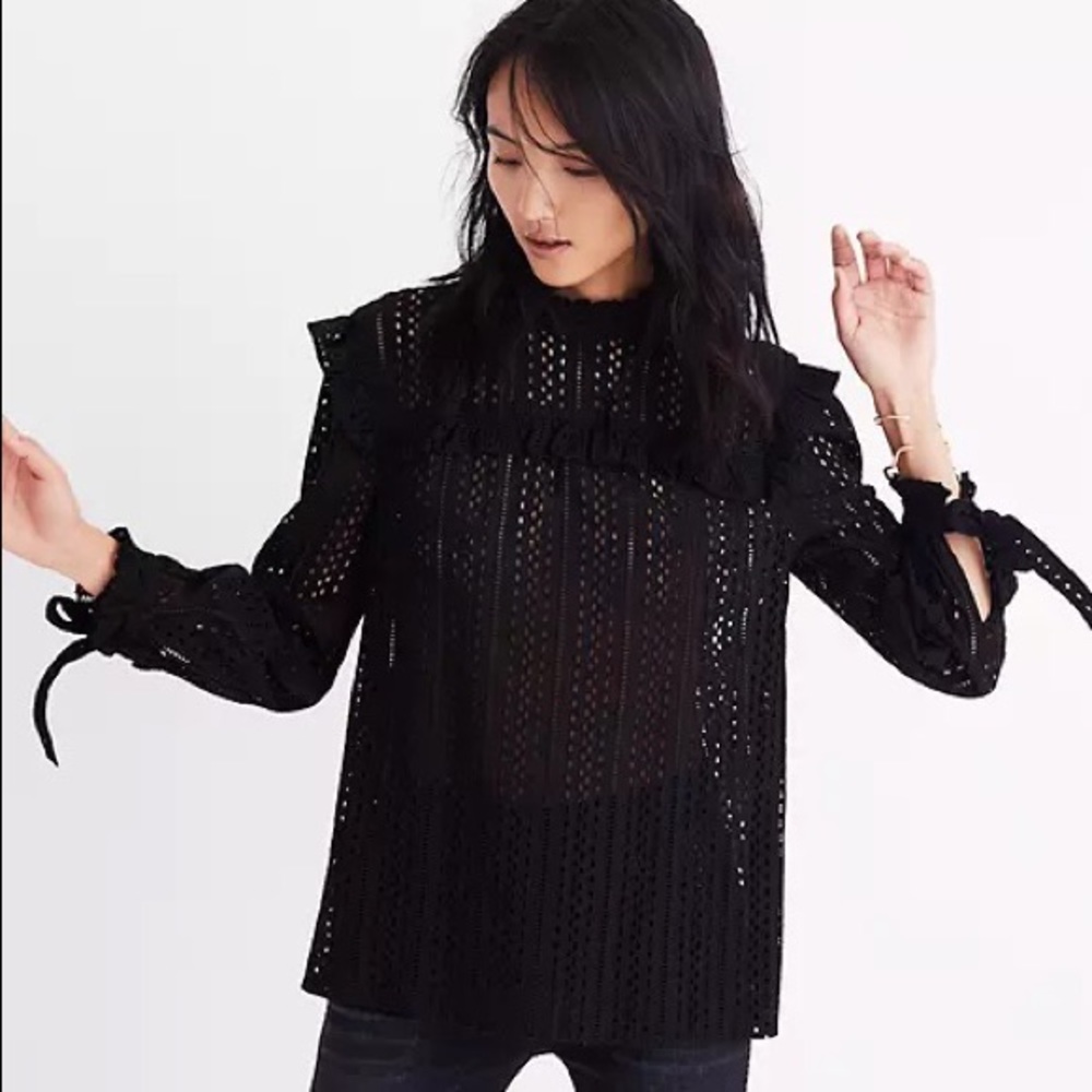 Madewell Eyelet black blouse